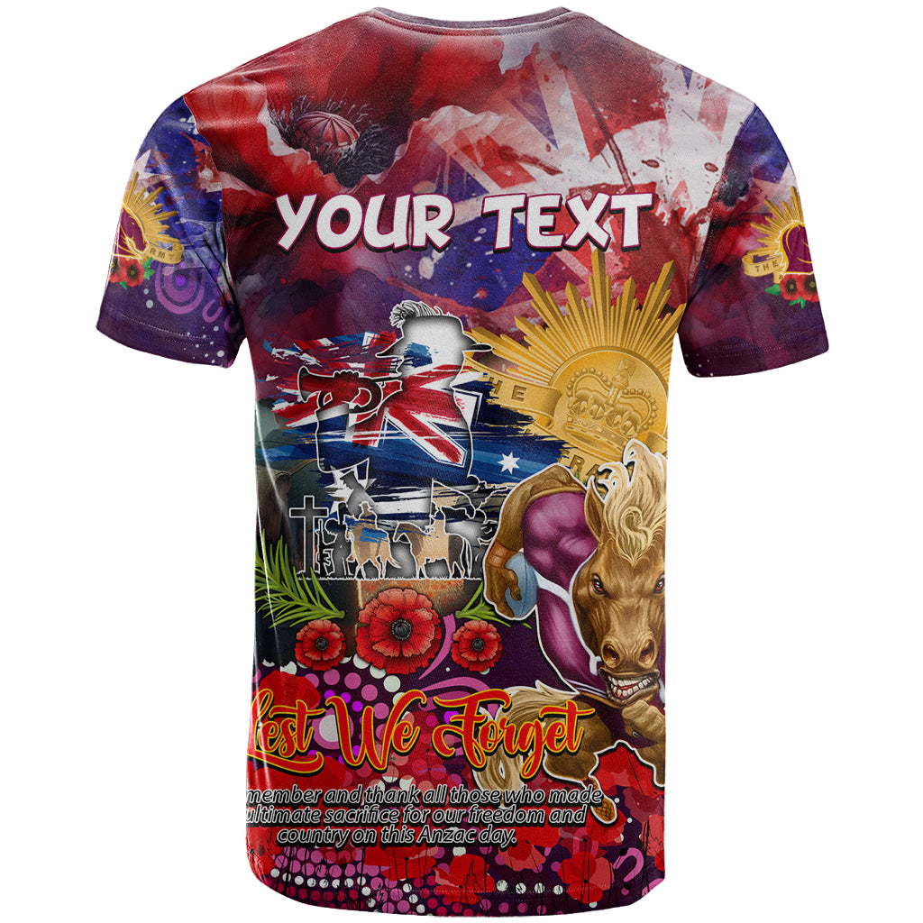 Personalised Australia Rugby Broncos ANZAC T Shirt Brisbane Scratch Style - Vibe Hoodie Shop