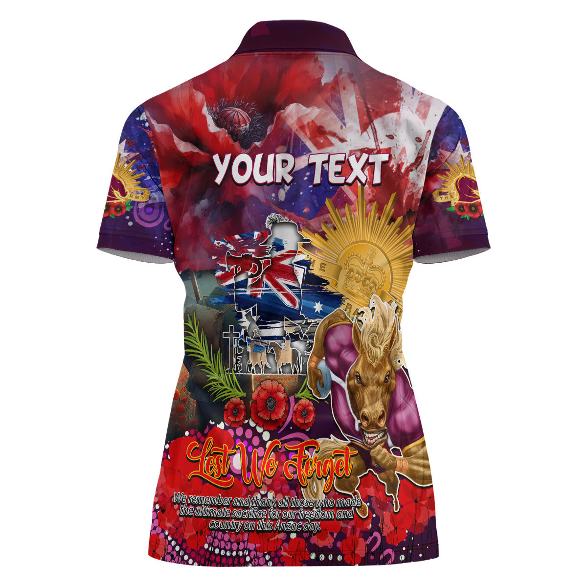 Personalised Australia Rugby Broncos ANZAC Women Polo Shirt Brisbane Scratch Style - Vibe Hoodie Shop