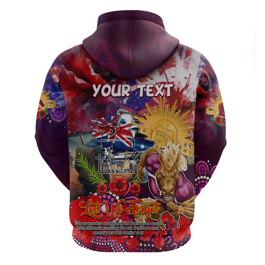 Personalised Australia Rugby Broncos ANZAC Zip Hoodie Brisbane Scratch Style - Vibe Hoodie Shop