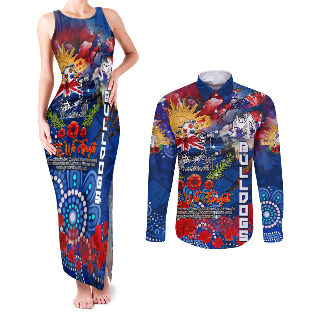 Personalised Australia Rugby Bulldogs ANZAC Couples Matching Tank Maxi Dress and Long Sleeve Button Shirt Canterbury-Bankstown Scratch Style