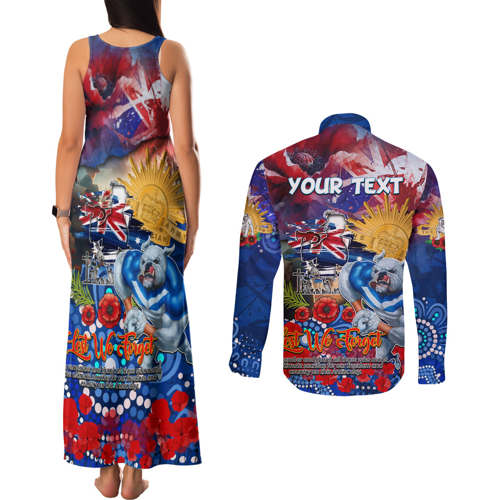 Personalised Australia Rugby Bulldogs ANZAC Couples Matching Tank Maxi Dress and Long Sleeve Button Shirt Canterbury-Bankstown Scratch Style