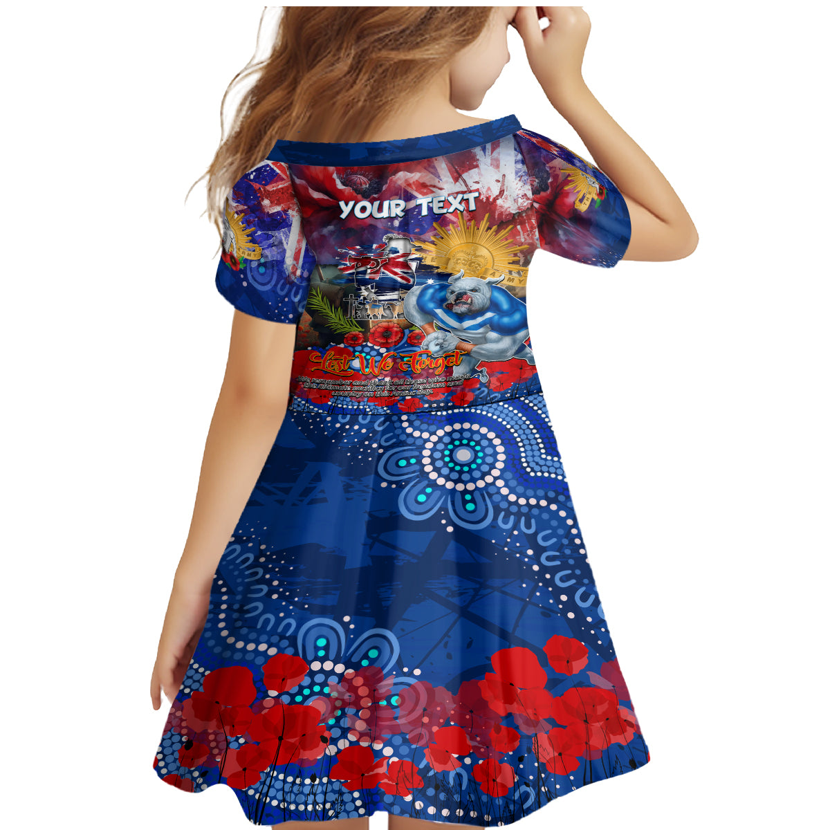 Personalised Australia Rugby Bulldogs ANZAC Family Matching Mermaid Dress and Hawaiian Shirt Canterbury-Bankstown Scratch Style