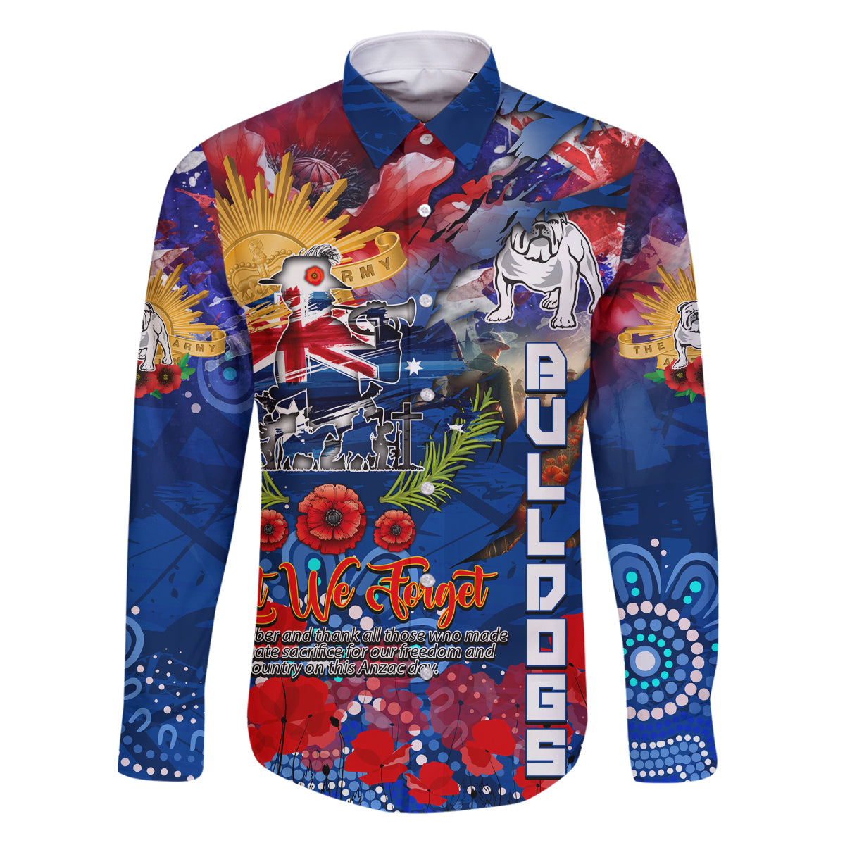 Personalised Australia Rugby Bulldogs ANZAC Family Matching Puletasi and Hawaiian Shirt Canterbury-Bankstown Scratch Style