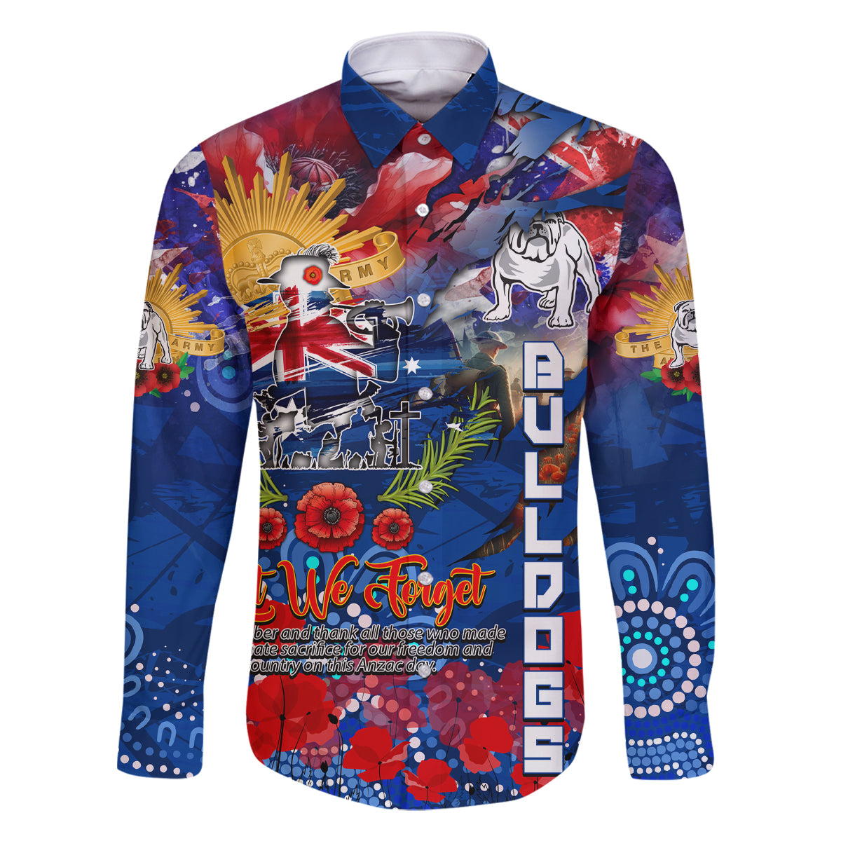 Personalised Australia Rugby Bulldogs ANZAC Family Matching Summer Maxi Dress and Hawaiian Shirt Canterbury-Bankstown Scratch Style