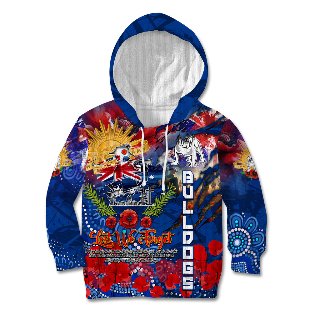 Personalised Australia Rugby Bulldogs ANZAC Kid Hoodie Canterbury-Bankstown Scratch Style - Vibe Hoodie Shop