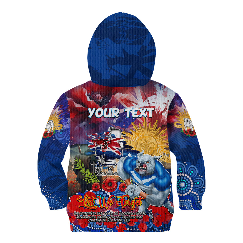 Personalised Australia Rugby Bulldogs ANZAC Kid Hoodie Canterbury-Bankstown Scratch Style - Vibe Hoodie Shop