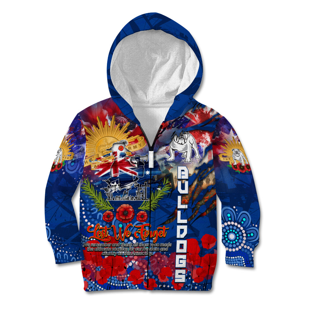 Personalised Australia Rugby Bulldogs ANZAC Kid Hoodie Canterbury-Bankstown Scratch Style - Vibe Hoodie Shop
