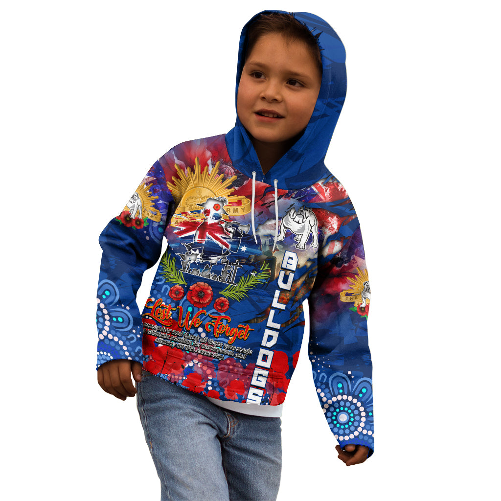 Personalised Australia Rugby Bulldogs ANZAC Kid Hoodie Canterbury-Bankstown Scratch Style - Vibe Hoodie Shop