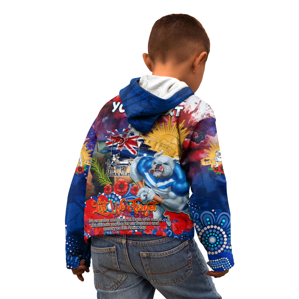 Personalised Australia Rugby Bulldogs ANZAC Kid Hoodie Canterbury-Bankstown Scratch Style - Vibe Hoodie Shop