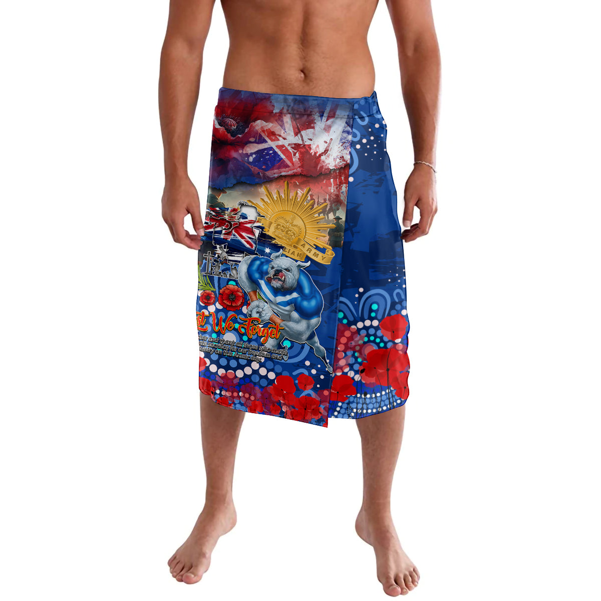 Personalised Australia Rugby Bulldogs ANZAC Lavalava Canterbury-Bankstown Scratch Style