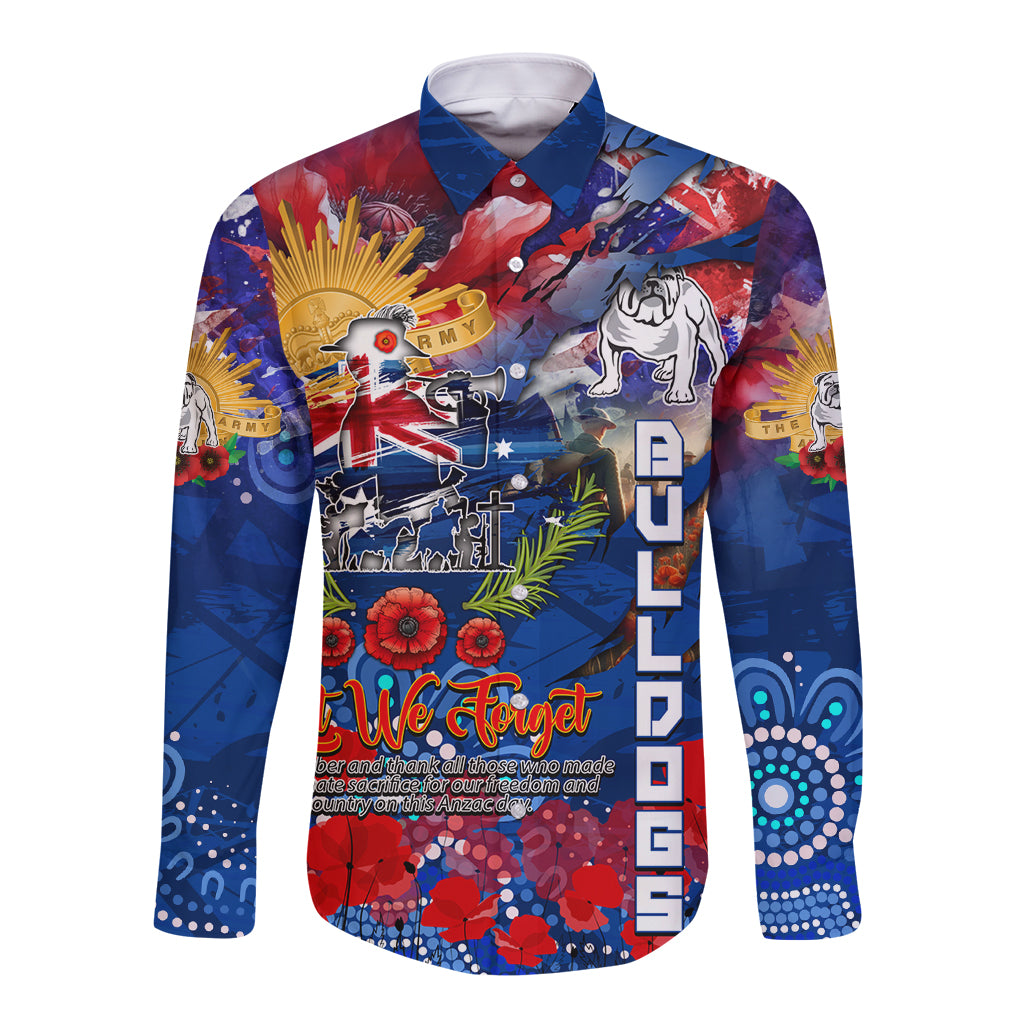 Personalised Australia Rugby Bulldogs ANZAC Long Sleeve Button Shirt Canterbury-Bankstown Scratch Style - Vibe Hoodie Shop