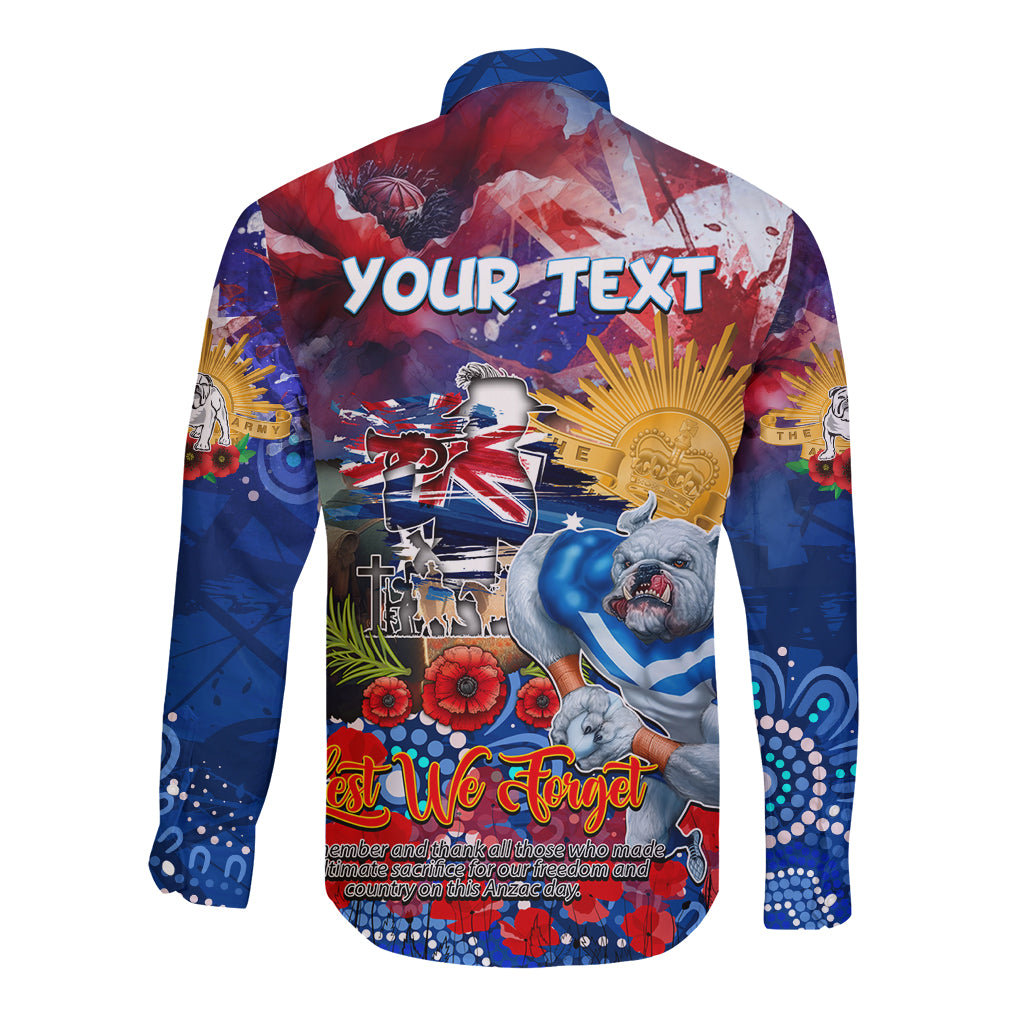 Personalised Australia Rugby Bulldogs ANZAC Long Sleeve Button Shirt Canterbury-Bankstown Scratch Style - Vibe Hoodie Shop