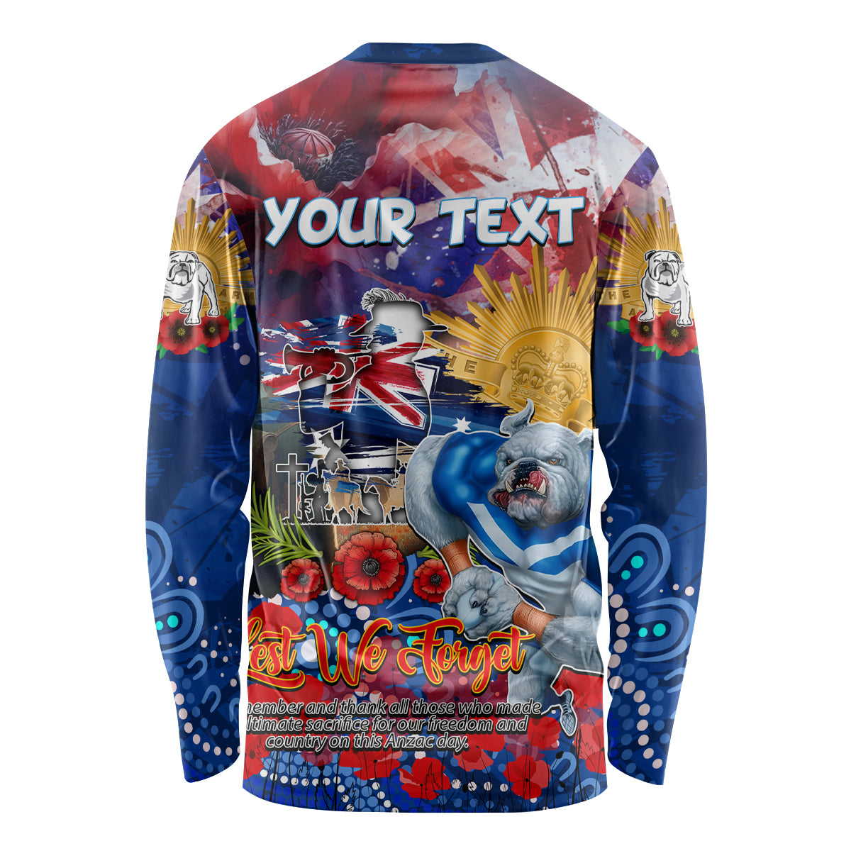 Personalised Australia Rugby Bulldogs ANZAC Long Sleeve Shirt Canterbury-Bankstown Scratch Style - Vibe Hoodie Shop