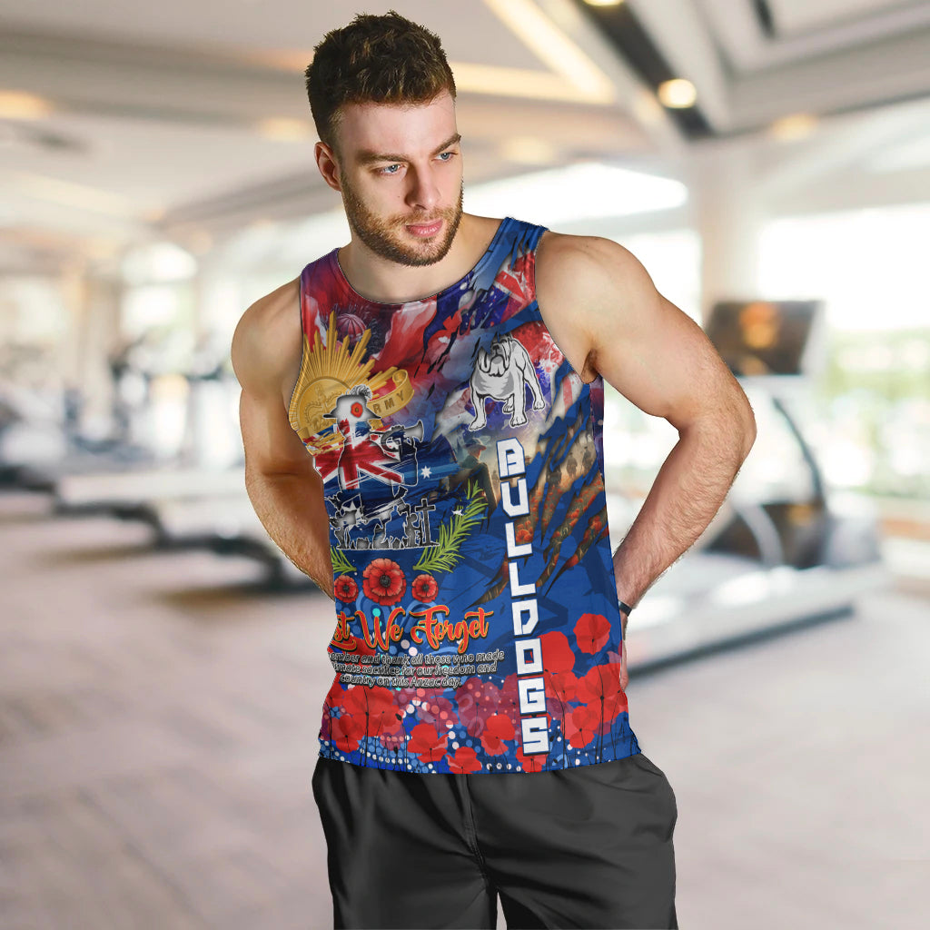 Personalised Australia Rugby Bulldogs ANZAC Men Tank Top Canterbury-Bankstown Scratch Style - Vibe Hoodie Shop