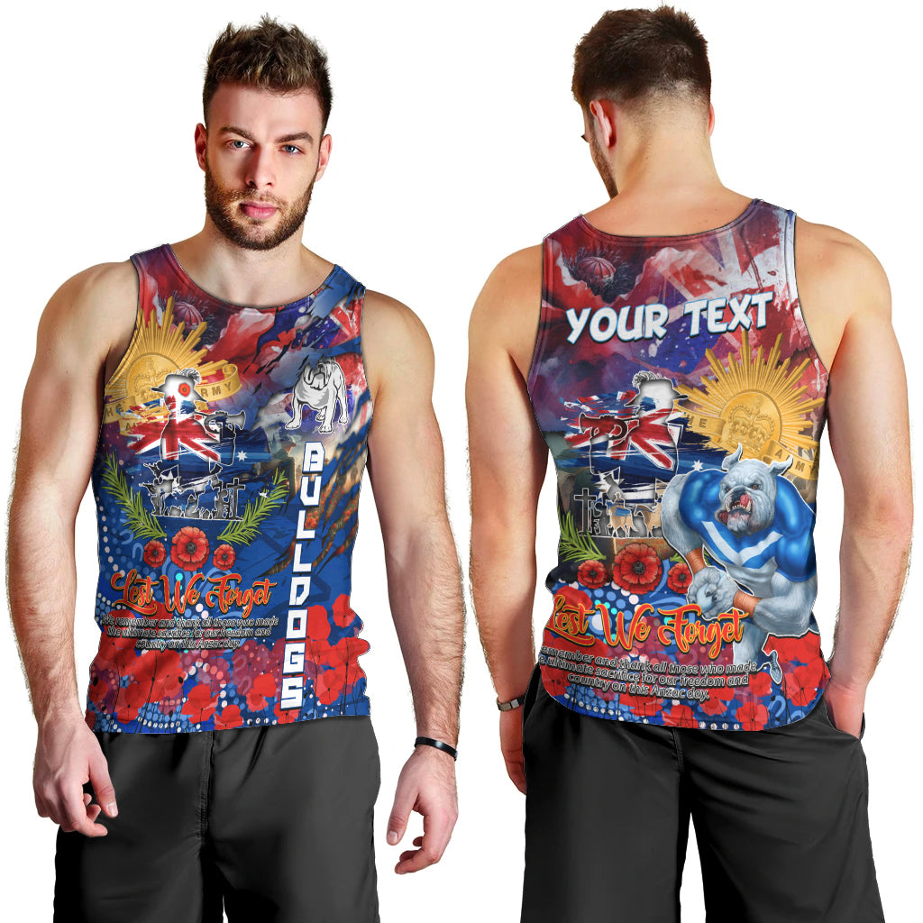 Personalised Australia Rugby Bulldogs ANZAC Men Tank Top Canterbury-Bankstown Scratch Style - Vibe Hoodie Shop
