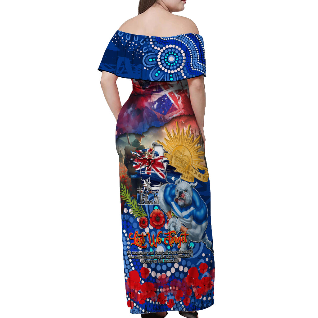 Personalised Australia Rugby Bulldogs ANZAC Off Shoulder Maxi Dress Canterbury-Bankstown Scratch Style