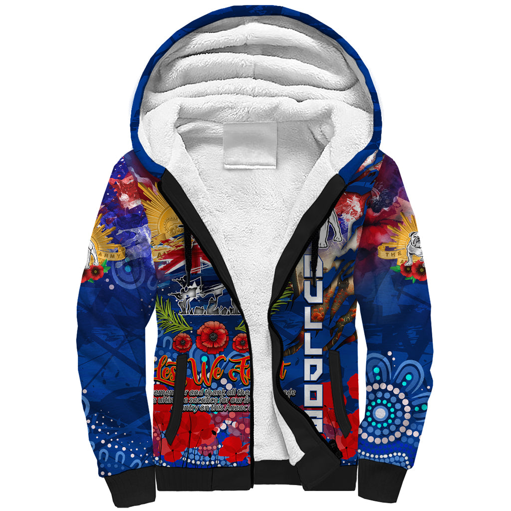 Personalised Australia Rugby Bulldogs ANZAC Sherpa Hoodie Canterbury-Bankstown Scratch Style - Vibe Hoodie Shop