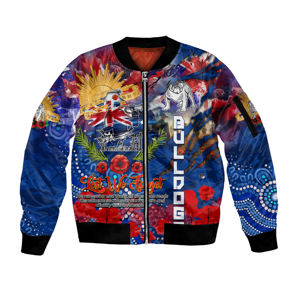 Personalised Australia Rugby Bulldogs ANZAC Sleeve Zip Bomber Jacket Canterbury-Bankstown Scratch Style