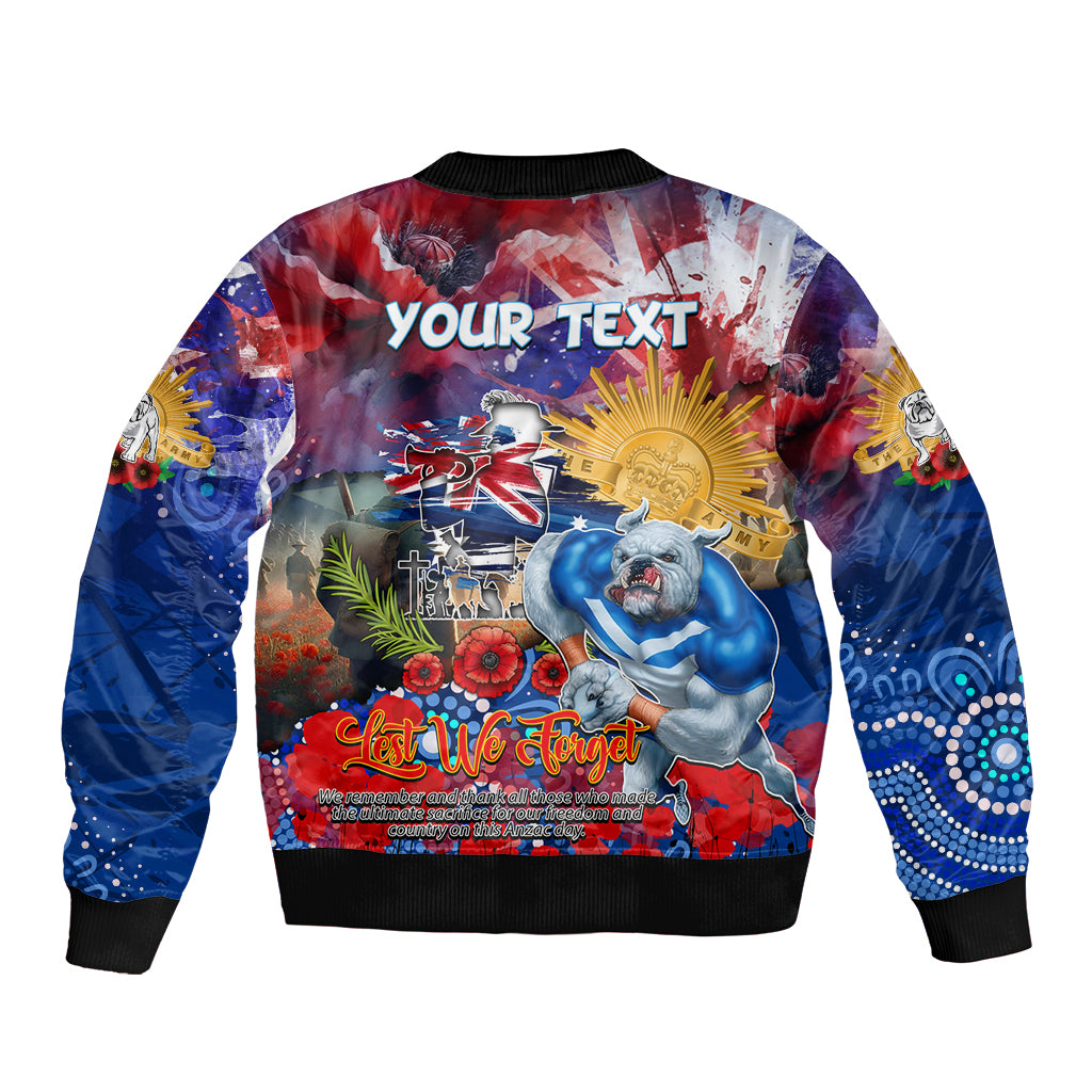 Personalised Australia Rugby Bulldogs ANZAC Sleeve Zip Bomber Jacket Canterbury-Bankstown Scratch Style