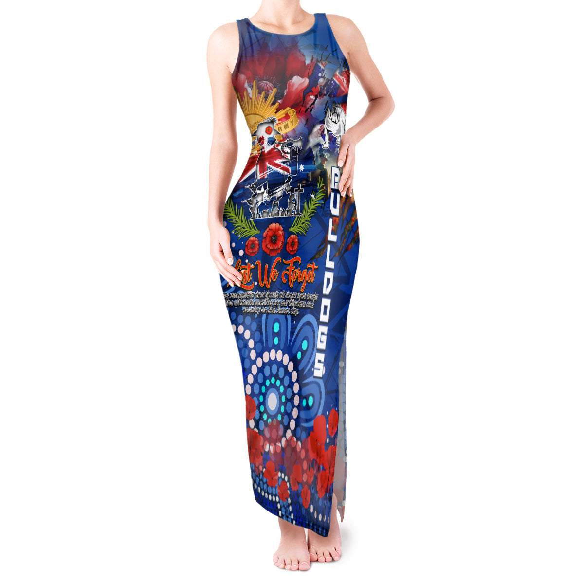 Personalised Australia Rugby Bulldogs ANZAC Tank Maxi Dress Canterbury-Bankstown Scratch Style