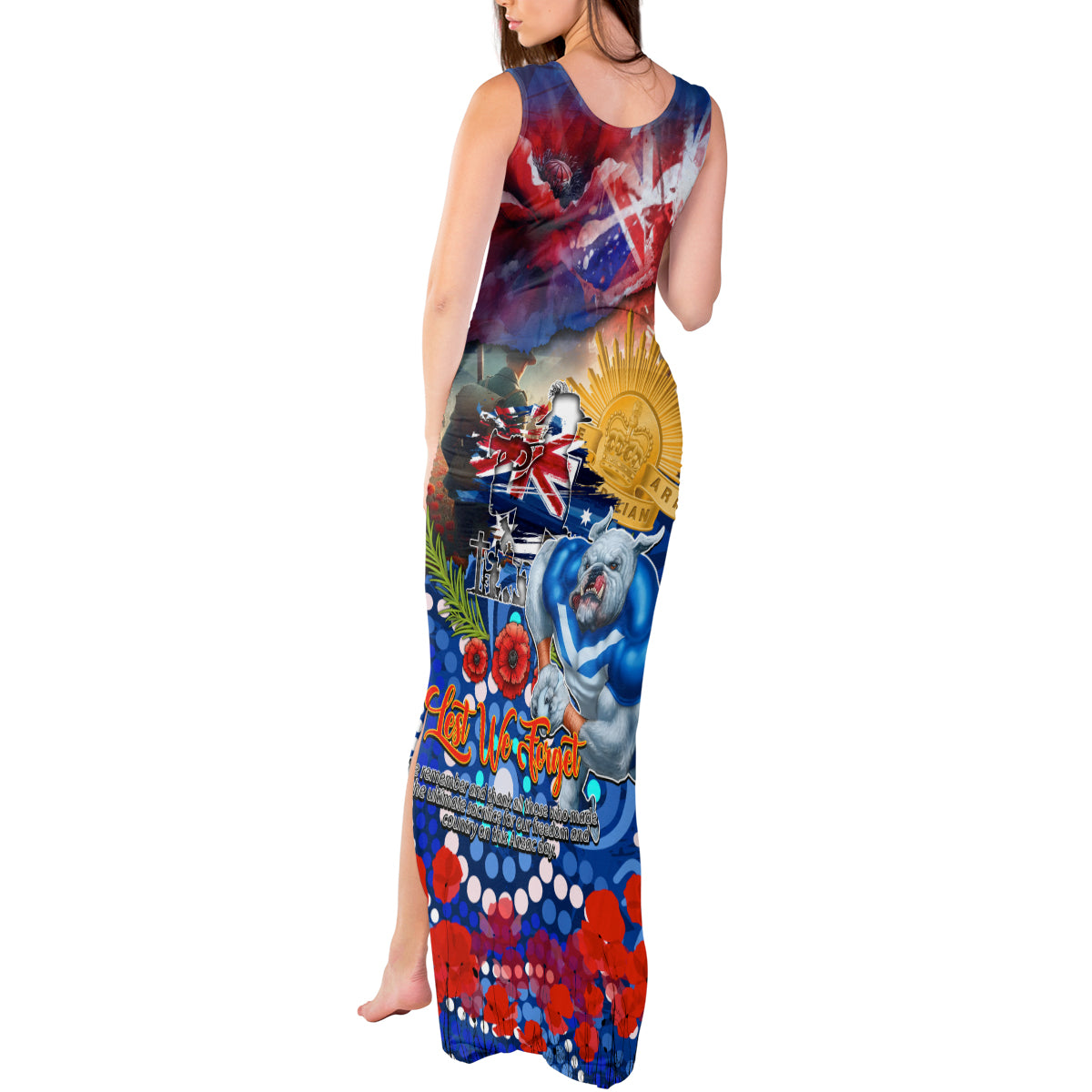 Personalised Australia Rugby Bulldogs ANZAC Tank Maxi Dress Canterbury-Bankstown Scratch Style
