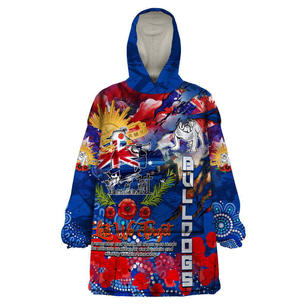 Personalised Australia Rugby Bulldogs ANZAC Wearable Blanket Hoodie Canterbury-Bankstown Scratch Style - Vibe Hoodie Shop