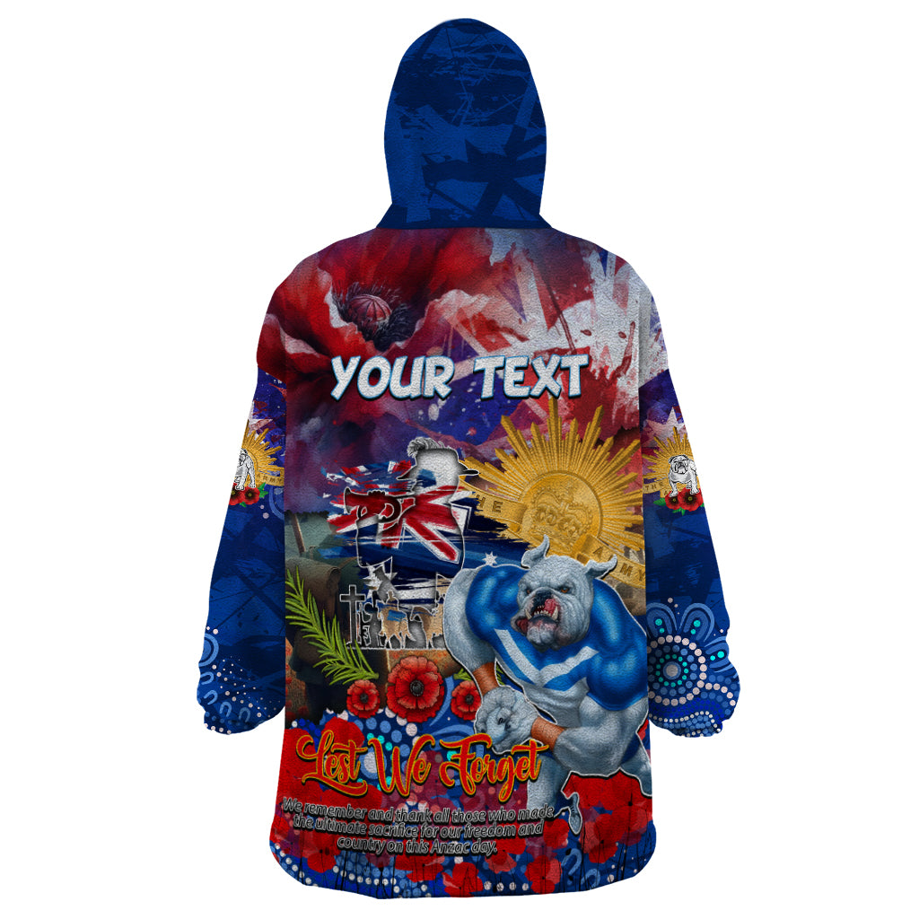 Personalised Australia Rugby Bulldogs ANZAC Wearable Blanket Hoodie Canterbury-Bankstown Scratch Style - Vibe Hoodie Shop