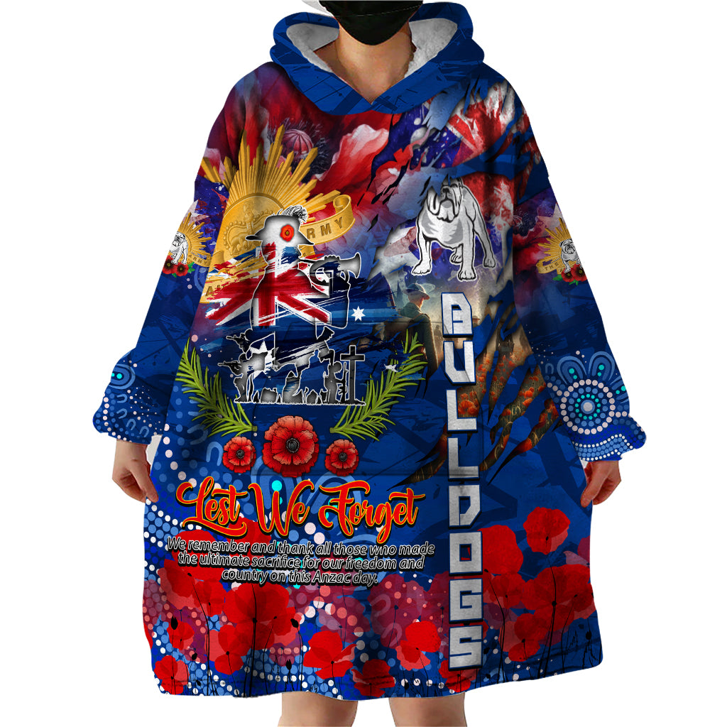 Personalised Australia Rugby Bulldogs ANZAC Wearable Blanket Hoodie Canterbury-Bankstown Scratch Style - Vibe Hoodie Shop