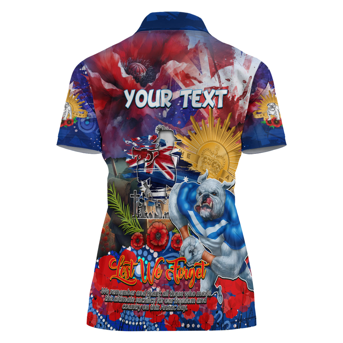Personalised Australia Rugby Bulldogs ANZAC Women Polo Shirt Canterbury-Bankstown Scratch Style - Vibe Hoodie Shop