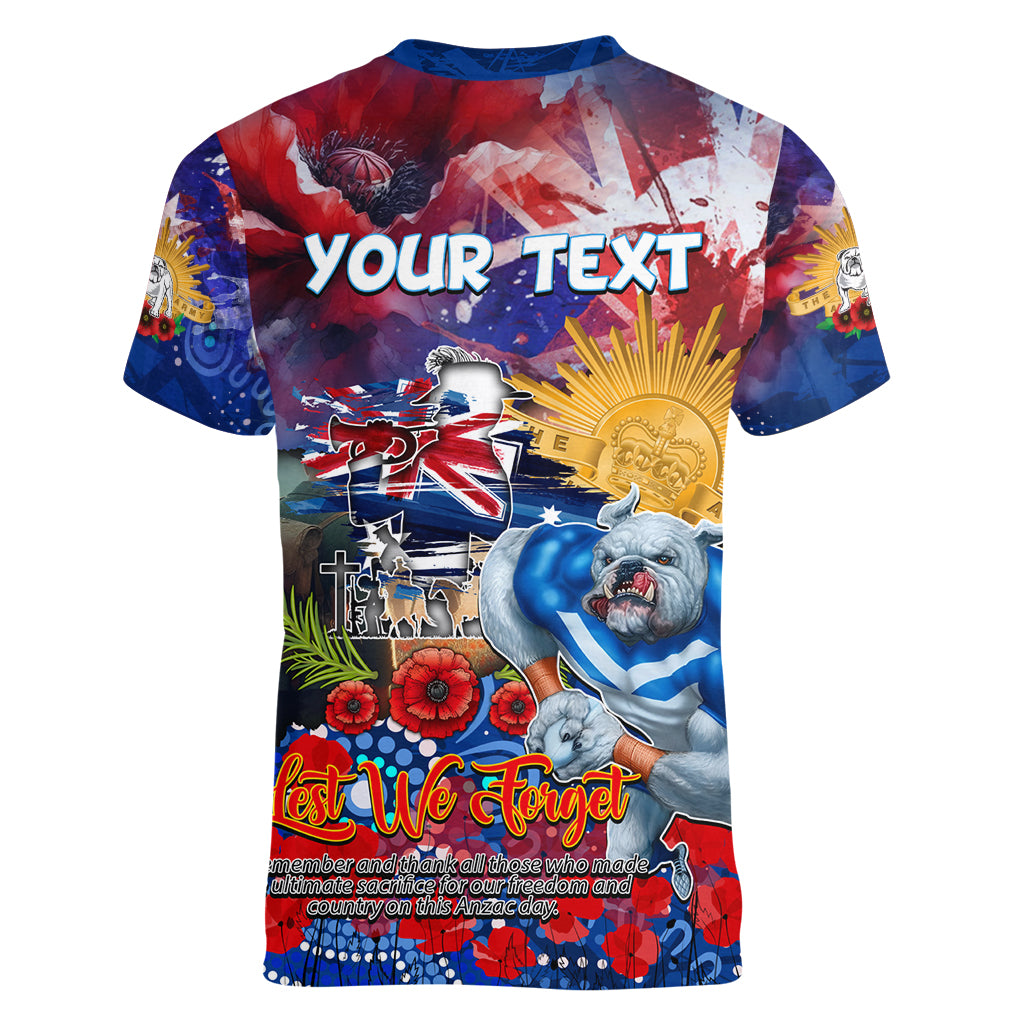 Personalised Australia Rugby Bulldogs ANZAC Women V Neck T Shirt Canterbury-Bankstown Scratch Style - Vibe Hoodie Shop
