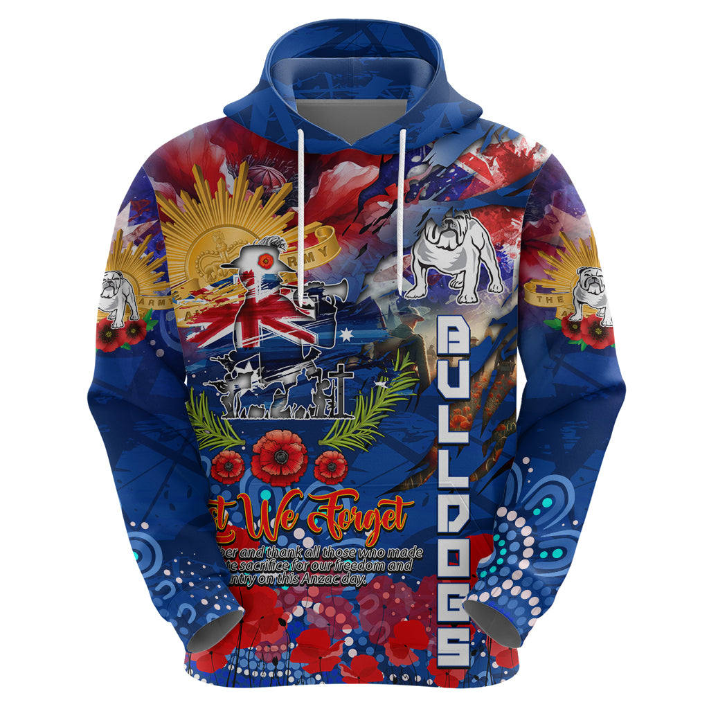 Personalised Australia Rugby Bulldogs ANZAC Zip Hoodie Canterbury-Bankstown Scratch Style - Vibe Hoodie Shop