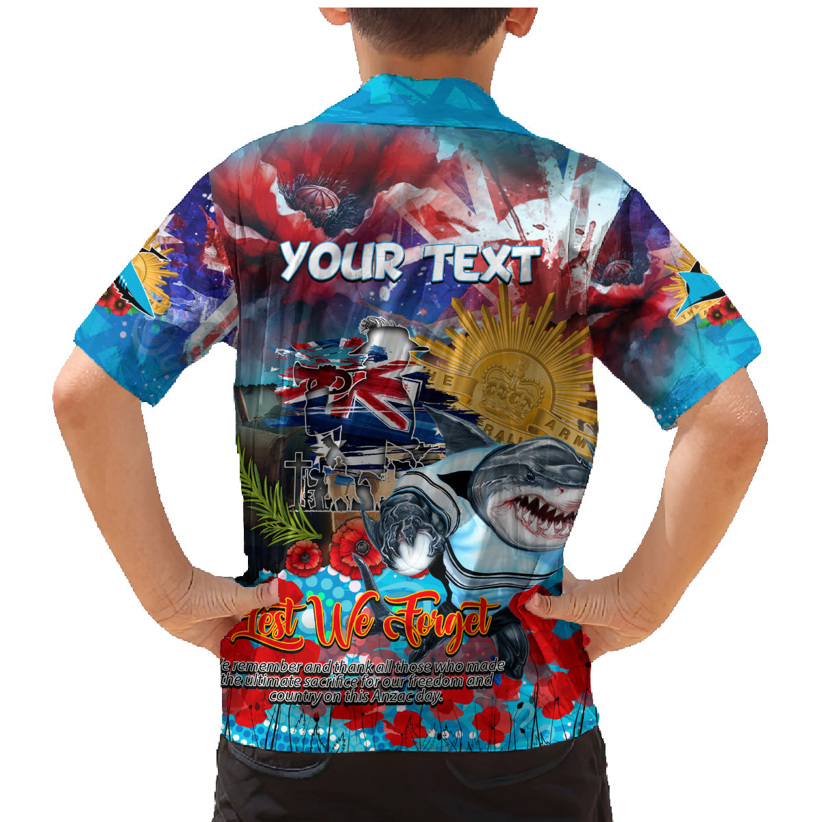 Personalised Australia Rugby Sharks ANZAC Family Matching Mermaid Dress and Hawaiian Shirt Cronulla-Sutherland Scratch Style