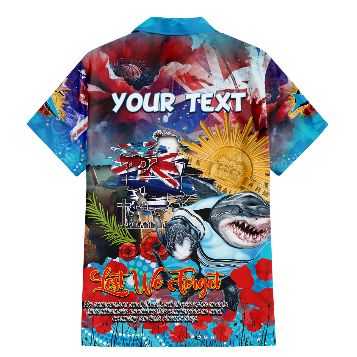 Personalised Australia Rugby Sharks ANZAC Family Matching Mermaid Dress and Hawaiian Shirt Cronulla-Sutherland Scratch Style