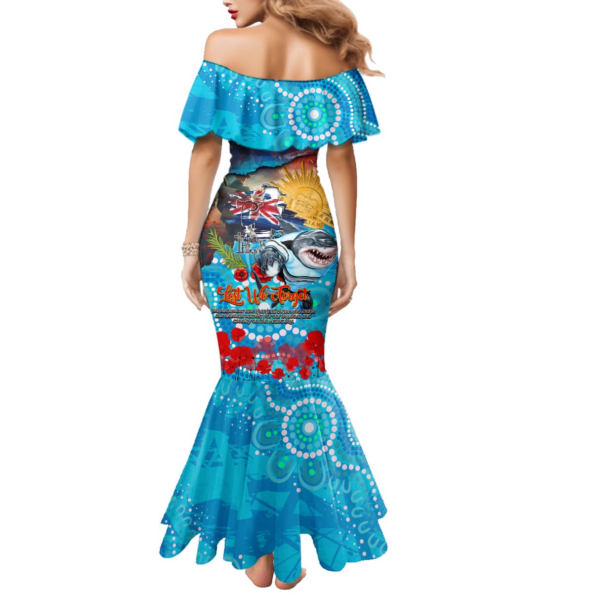 Personalised Australia Rugby Sharks ANZAC Family Matching Mermaid Dress and Hawaiian Shirt Cronulla-Sutherland Scratch Style