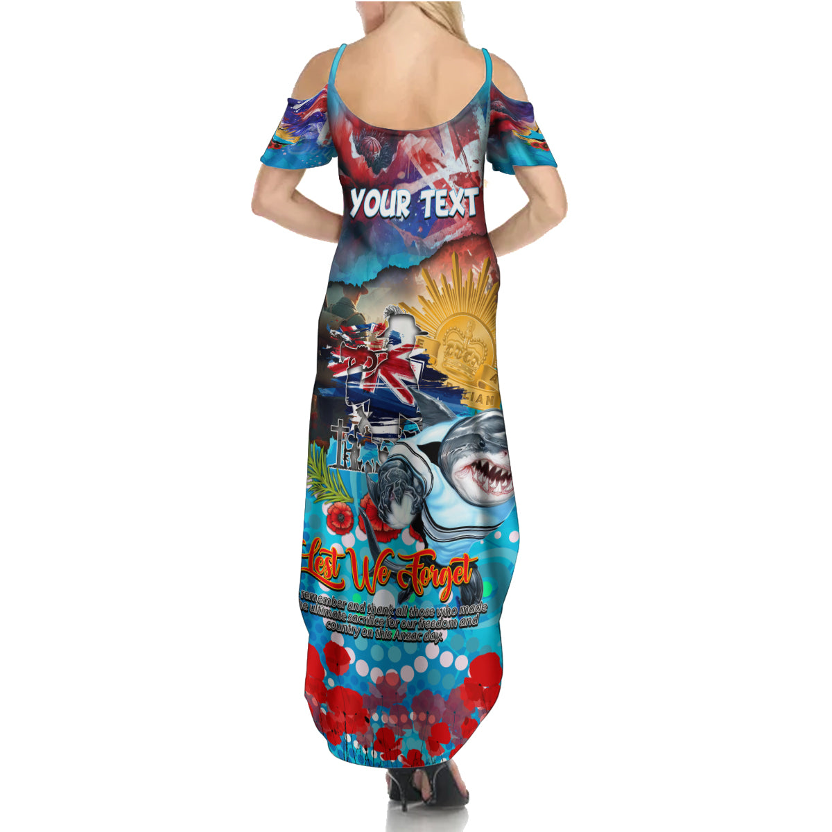 Personalised Australia Rugby Sharks ANZAC Family Matching Summer Maxi Dress and Hawaiian Shirt Cronulla-Sutherland Scratch Style