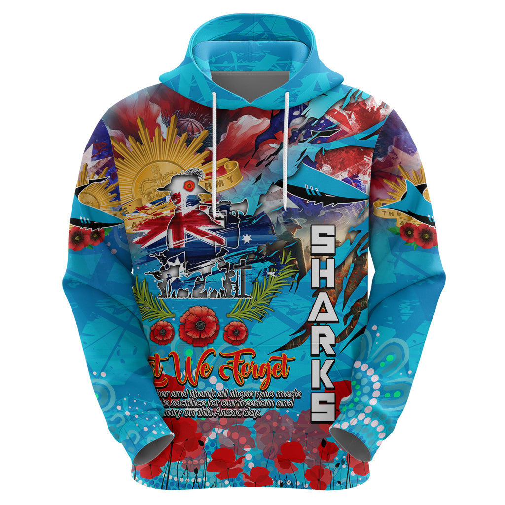 Personalised Australia Rugby Sharks ANZAC Hoodie Cronulla-Sutherland Scratch Style - Vibe Hoodie Shop