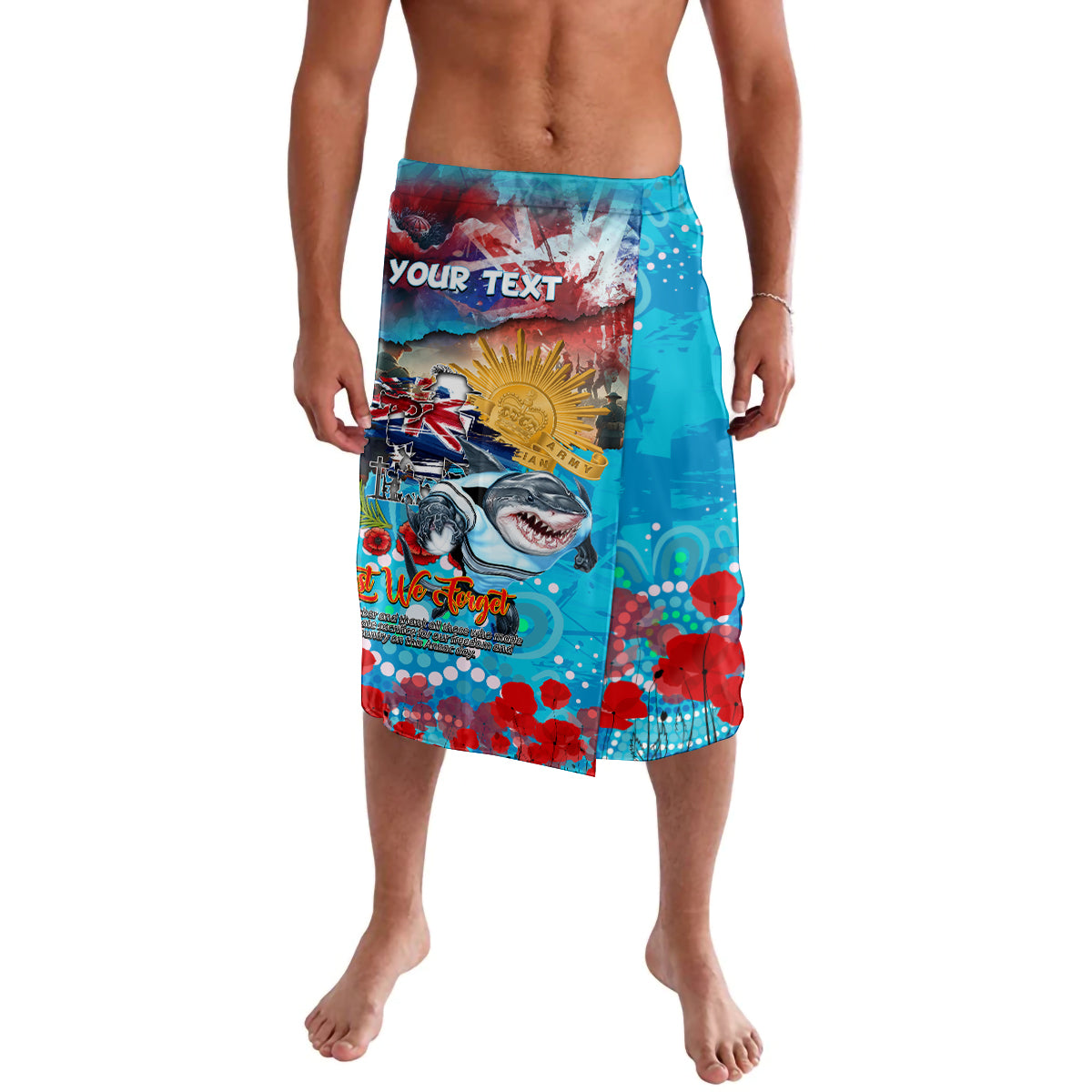 Personalised Australia Rugby Sharks ANZAC Lavalava Cronulla-Sutherland Scratch Style