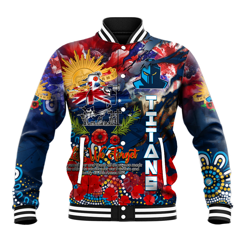 Personalised Australia Rugby Titans ANZAC Baseball Jacket Gold Coast Scratch Style - Vibe Hoodie Shop