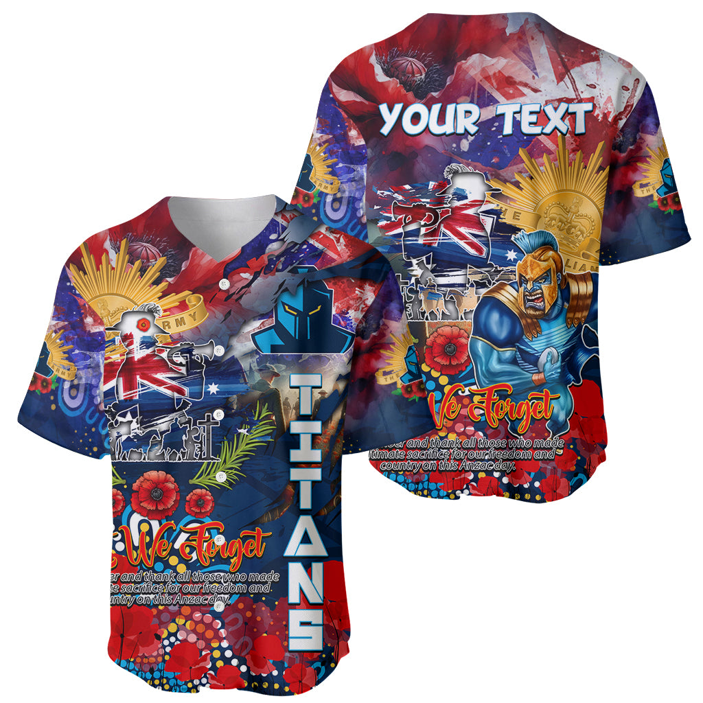 Personalised Australia Rugby Titans ANZAC Baseball Jersey Gold Coast Scratch Style - Vibe Hoodie Shop