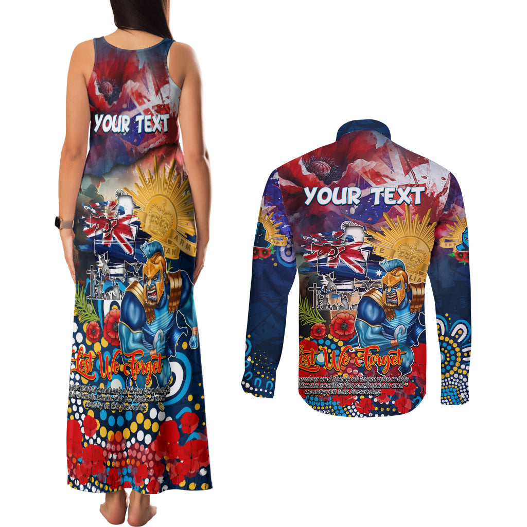 Personalised Australia Rugby Titans ANZAC Couples Matching Tank Maxi Dress and Long Sleeve Button Shirt Gold Coast Scratch Style