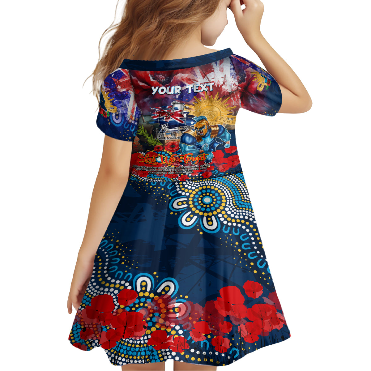 Personalised Australia Rugby Titans ANZAC Family Matching Long Sleeve Bodycon Dress and Hawaiian Shirt Gold Coast Scratch Style