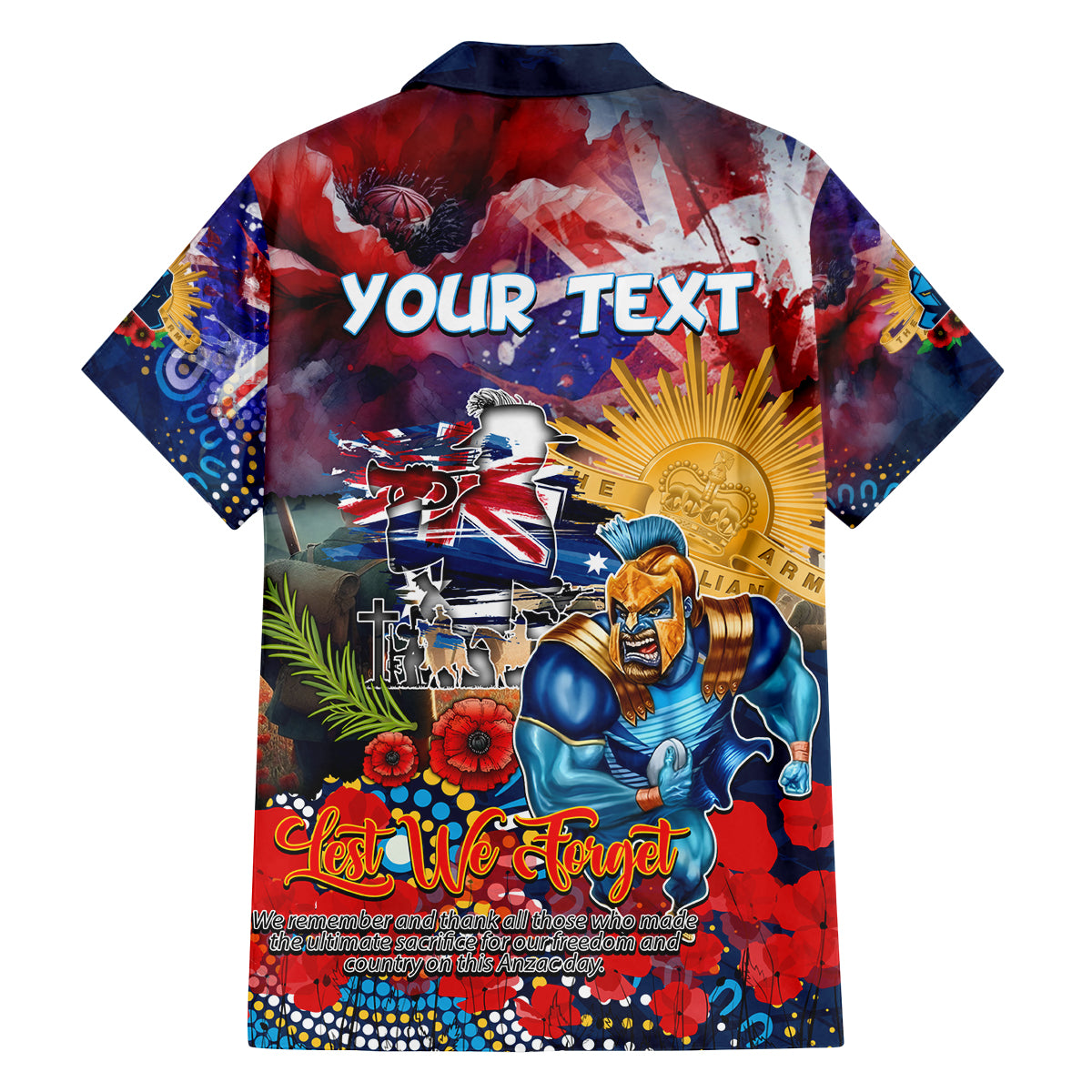 Personalised Australia Rugby Titans ANZAC Family Matching Long Sleeve Bodycon Dress and Hawaiian Shirt Gold Coast Scratch Style