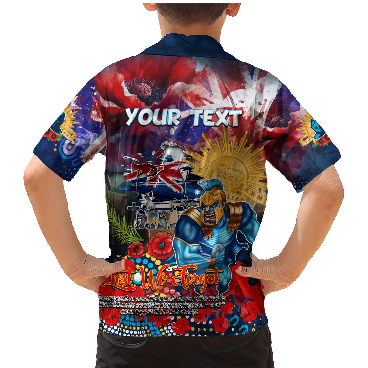 Personalised Australia Rugby Titans ANZAC Family Matching Mermaid Dress and Hawaiian Shirt Gold Coast Scratch Style