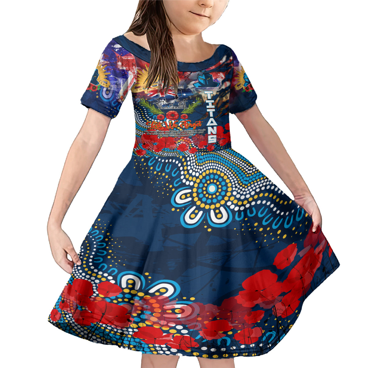 Personalised Australia Rugby Titans ANZAC Family Matching Mermaid Dress and Hawaiian Shirt Gold Coast Scratch Style