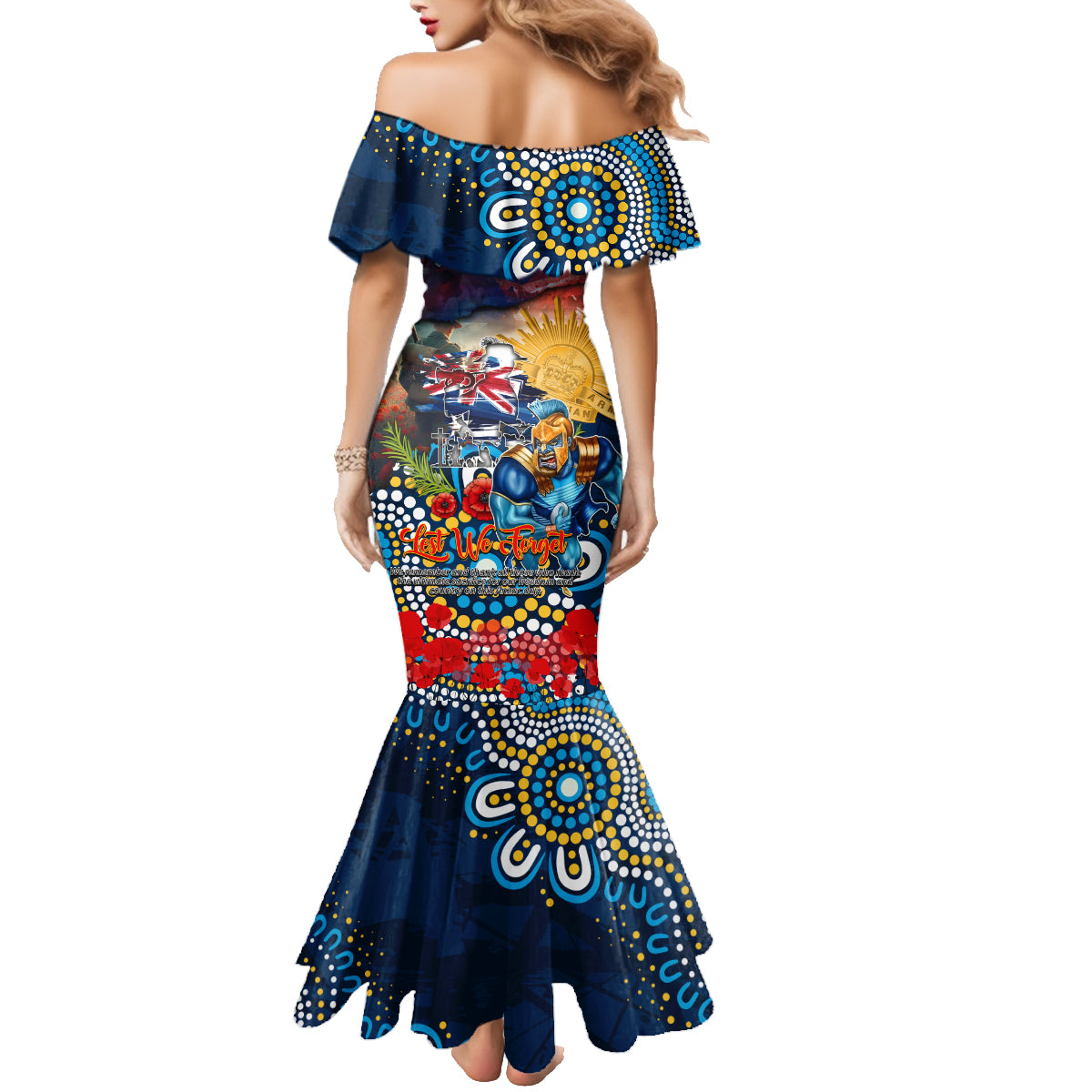Personalised Australia Rugby Titans ANZAC Family Matching Mermaid Dress and Hawaiian Shirt Gold Coast Scratch Style