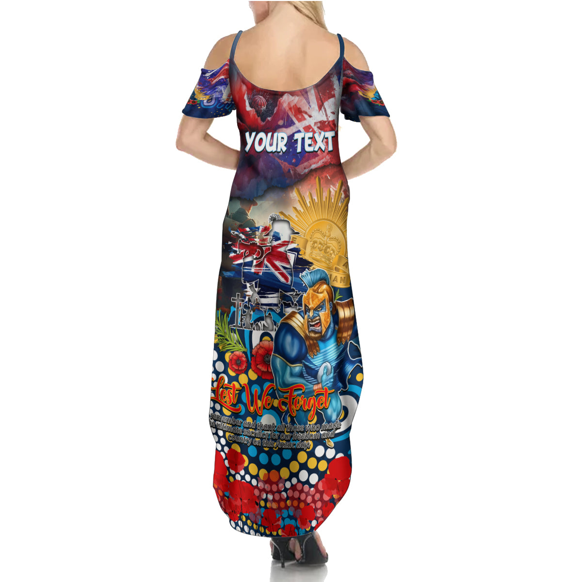 Personalised Australia Rugby Titans ANZAC Family Matching Summer Maxi Dress and Hawaiian Shirt Gold Coast Scratch Style