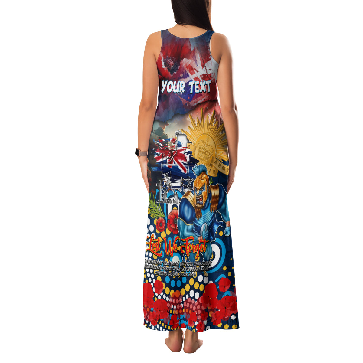 Personalised Australia Rugby Titans ANZAC Family Matching Tank Maxi Dress and Hawaiian Shirt Gold Coast Scratch Style