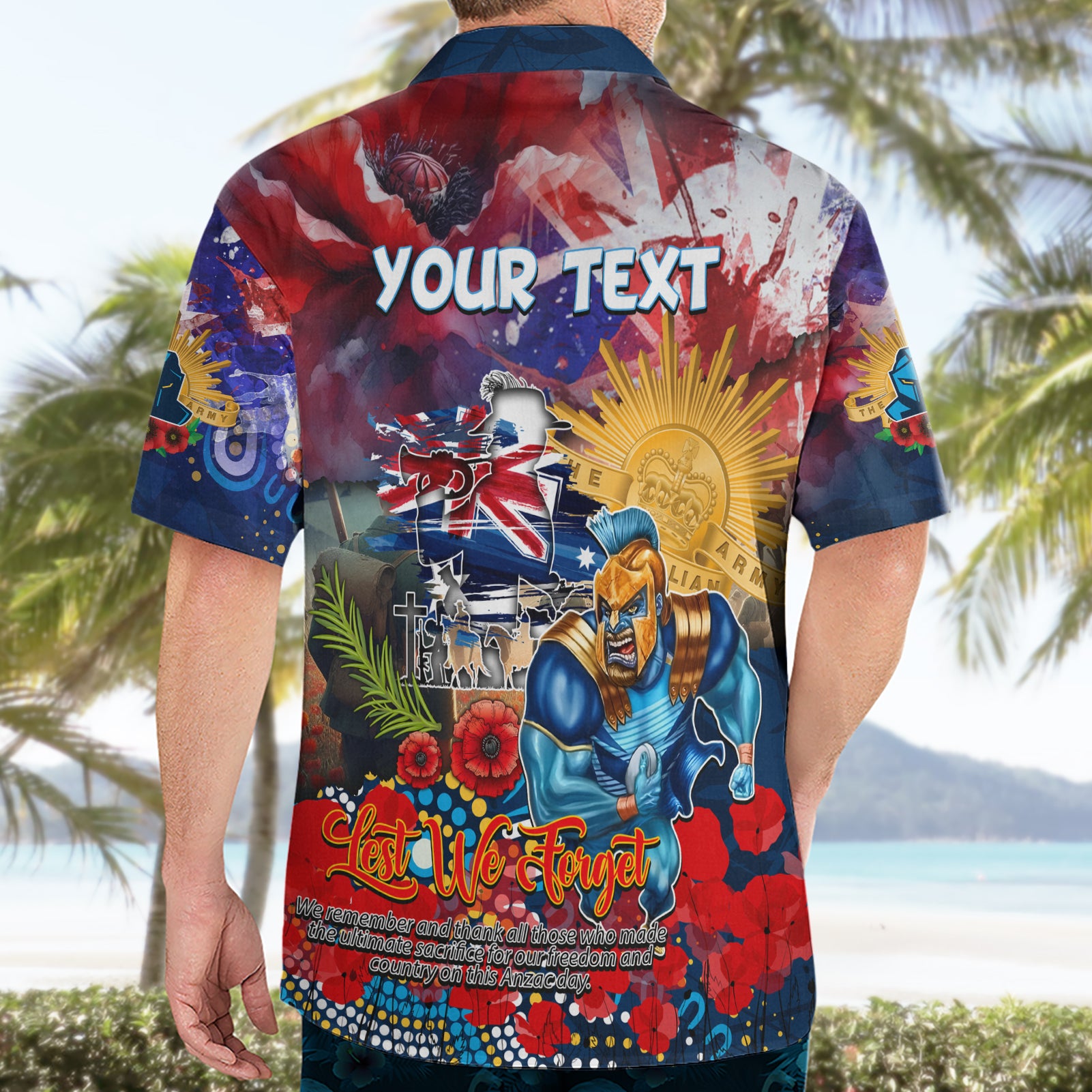 Personalised Australia Rugby Titans ANZAC Hawaiian Shirt Gold Coast Scratch Style - Vibe Hoodie Shop