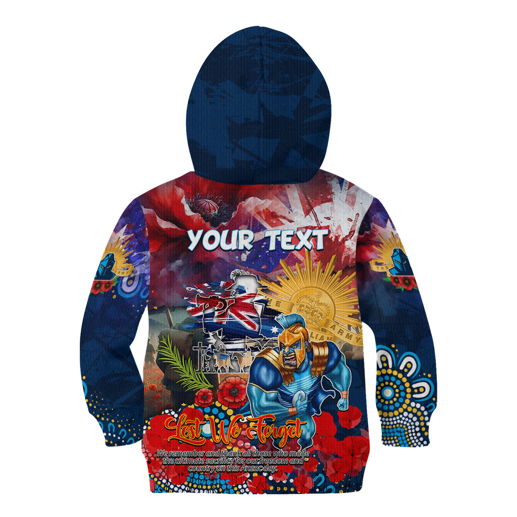 Personalised Australia Rugby Titans ANZAC Kid Hoodie Gold Coast Scratch Style - Vibe Hoodie Shop