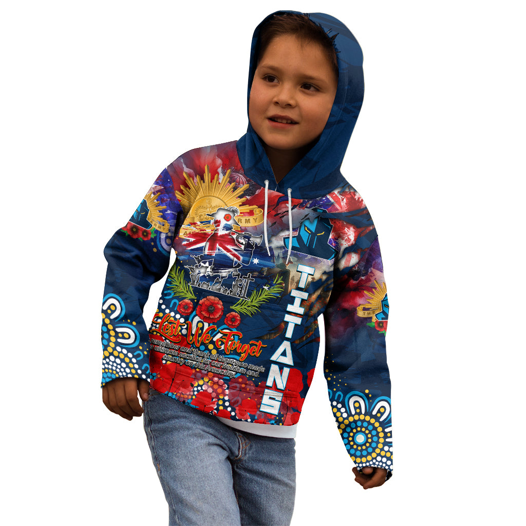 Personalised Australia Rugby Titans ANZAC Kid Hoodie Gold Coast Scratch Style - Vibe Hoodie Shop